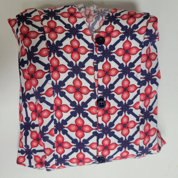 Curations Button Front Popover Dress Sz M Belted Retro Housewife Geometric Boho - Picture 9 of 9